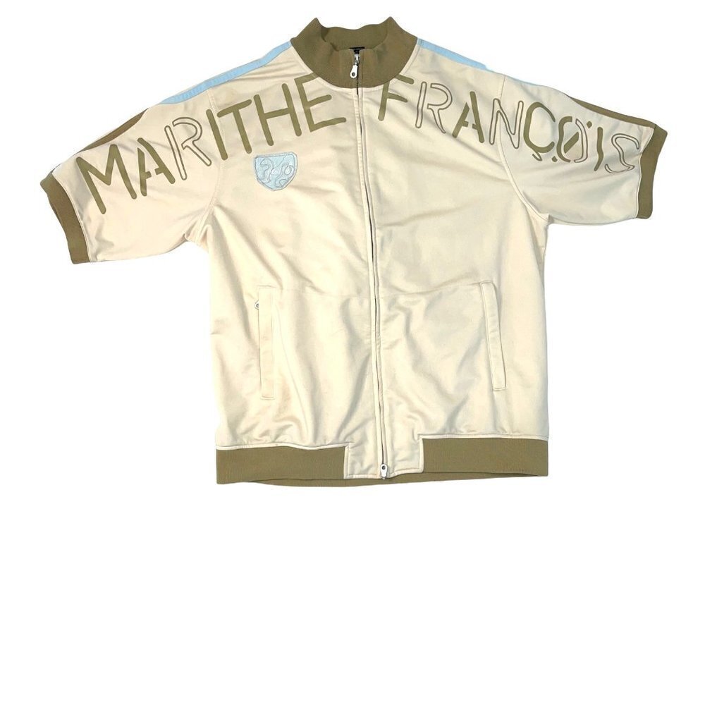 Marithe Francois Girbaud Jacket Mens Size XL Zip Up Spell Out Short Sleeve